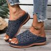 Neue Damenschuhe mit einem großen Keilabsatz, Sandalen mit dicker Sohle und einem ausgeschnittenen One-Shoulder-Slipper