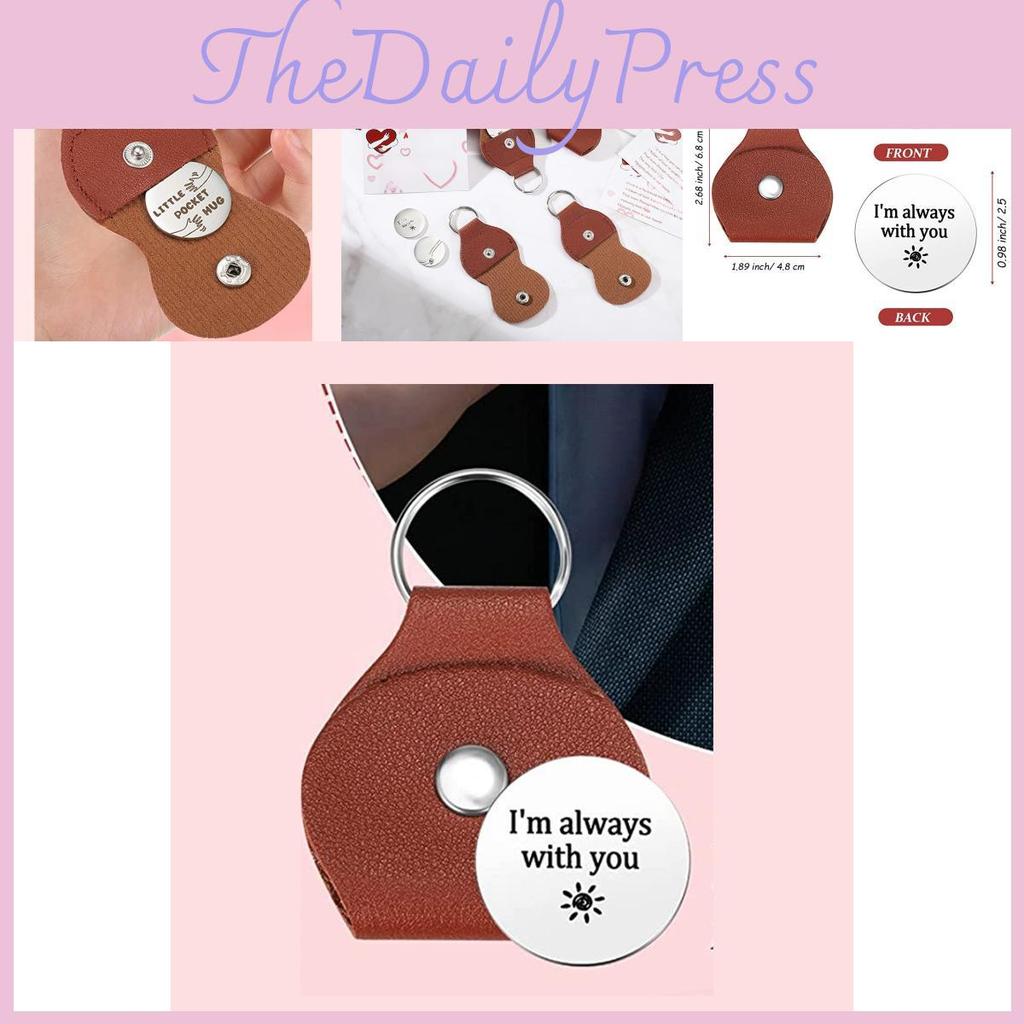 Elegant Brown Pu Leather Keychain With Inspirational Engraved Tag For Thoughtful Gifts