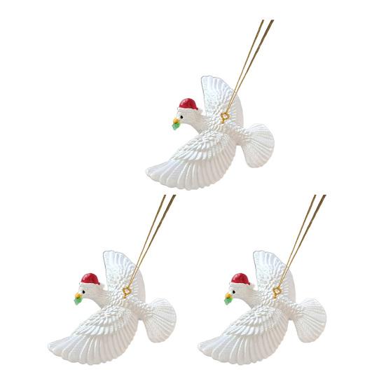 Peaceful White Flying Pigeon Ornament Resin Lifelike Hanging Bird Decoration for Christmas Tree Holiday Home Decor