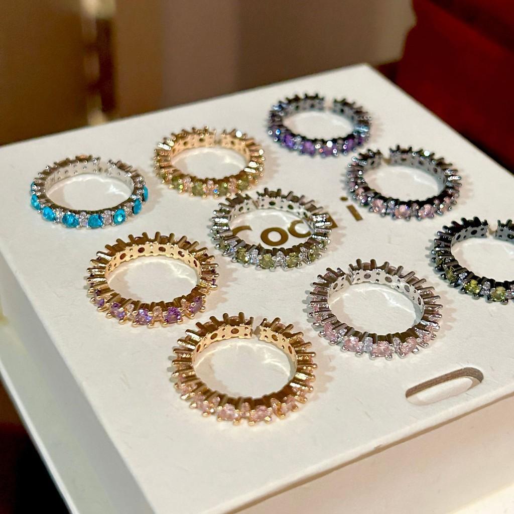 S925 Stylish Silver Ring With Colorful Gemstone Accents And Eyecatching Shape Geometric