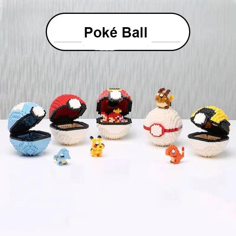 Ball Micro Building Blocks Pikachu Eevee Charmander Psyduck Magikarp Lapras DIY Mini Brick Figures Toys For Kids