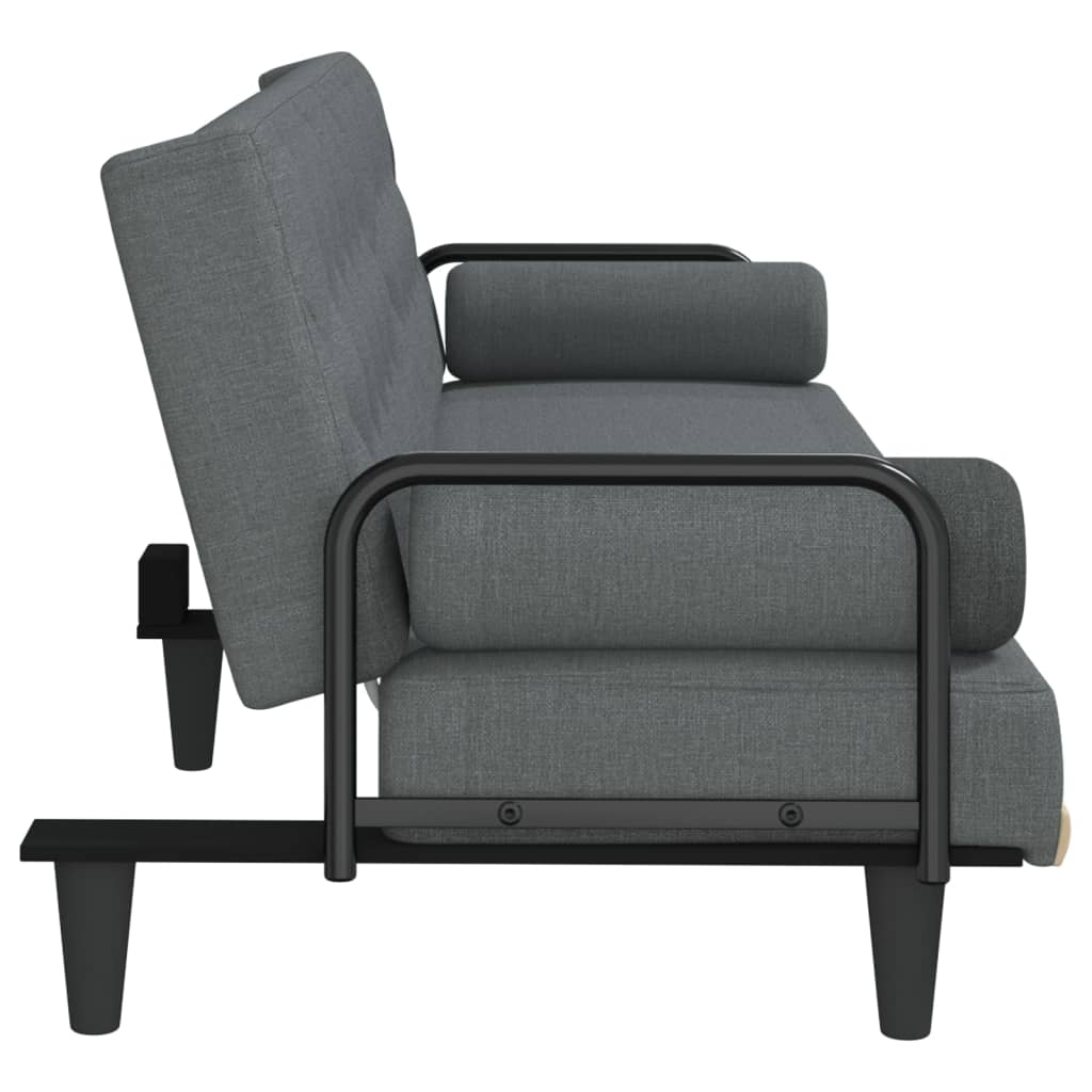 Vidaxl Foldable Sofa With Armrests, Dark Grey, Upholstered