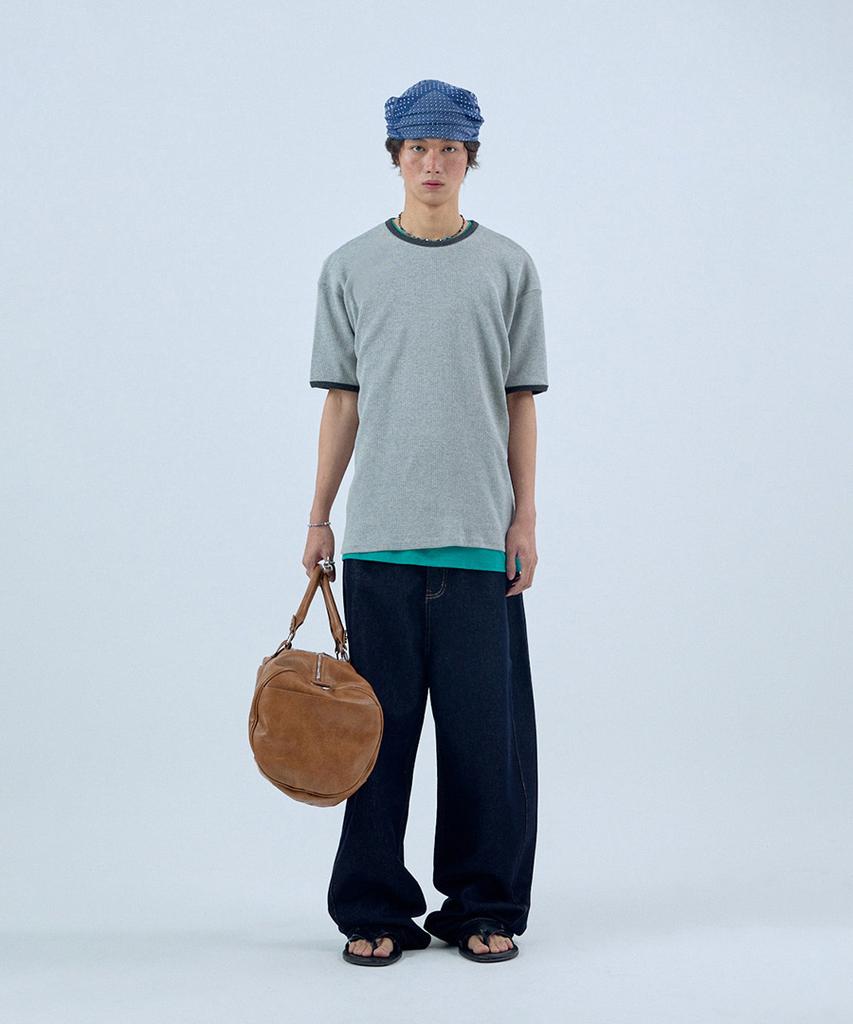 NOISE Waffle Ringer Short Sleeve T-Shirt - Melange Gray
