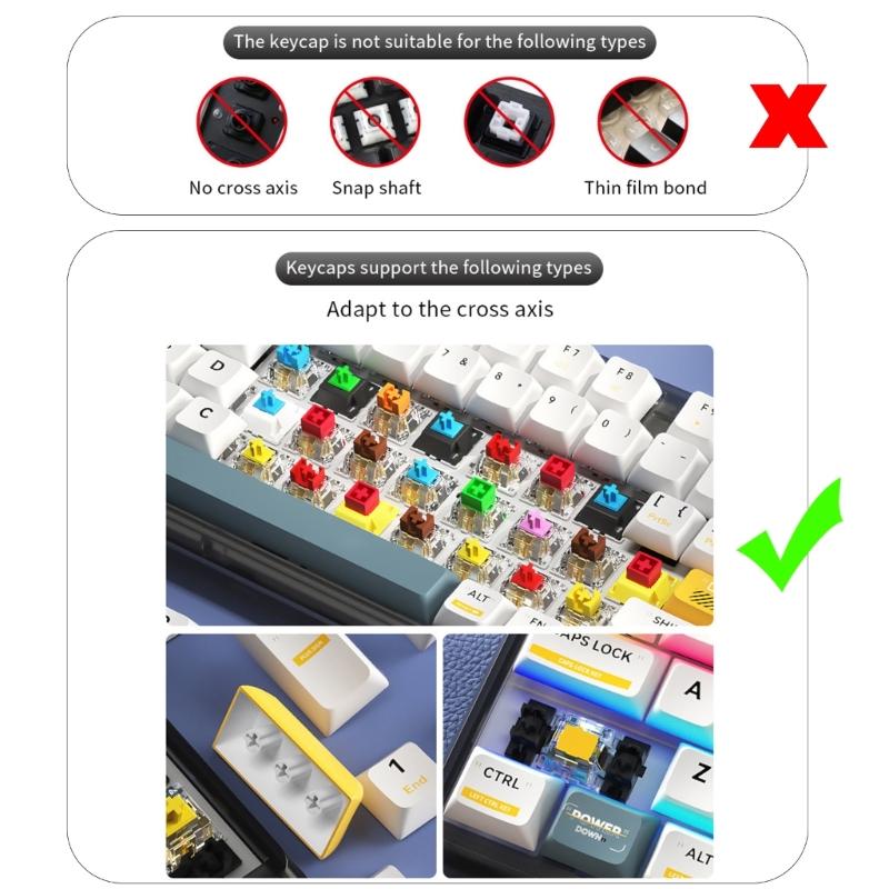 Ergonomic OEM Profile PBT Keycap Set, Front Printed Double Shot Keycap with Shine Through for Mechanical Keyboards