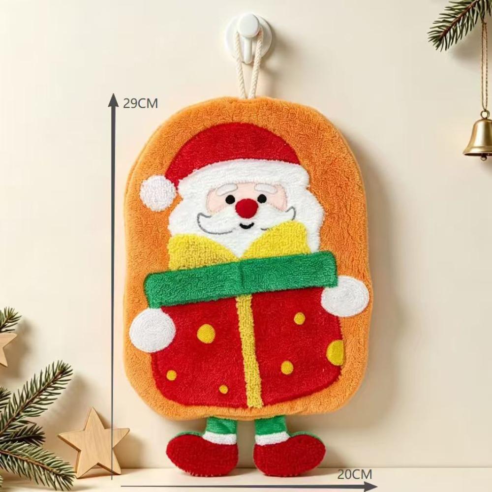 Water Absorption Santa Claus Hand Towel Coral Fleece Cleaning Dishcloths  Kitchen Bathroom
