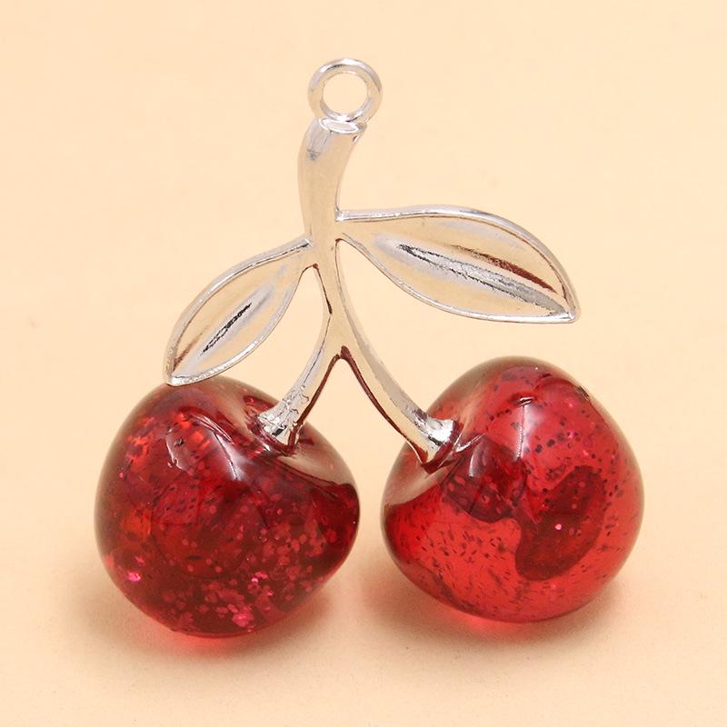 Exquisite 3D Gold Inlaid Stainless Steel Cherry Necklace, 21x26mm - Handmade Jewelry Accessory 1 piece