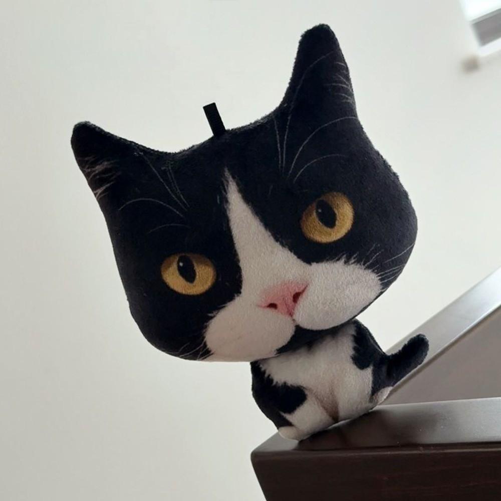 Realistic Big Face Cat Keychain Fluffy Fluffy Kitty Pendant Backpack Ornament  Backpack Decoration