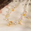 Retro Ethnic Style Necklace Chinese Style Beaded Flower Choker Natural Stone Prayer Necklaces Women Cheongsam Necklace Jewelry