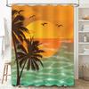 Sunset Palm Tree Bath Shower Curtain Tropical Beach Decor Polyester Fabric Waterproof Sun Print Home Decoration