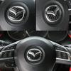 1pcs Carbon Fiber Car Steering Wheel Logo Stickers Decorative Styling Decals for Mazda Axela ATENZA CX-5 CX-4 Car Accessories