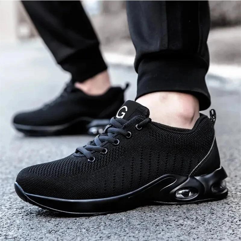 Anti-Puncture Men's Work Shoes Steel Toe Men's Safety Shoes Lightweight Slip Resistant Shoes Man Sneaker