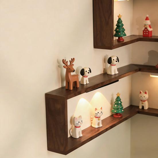 Corner Wall Shelves Wood Corner Floating Storage Shelves Wall-Mounted Display Rack for Book Plants