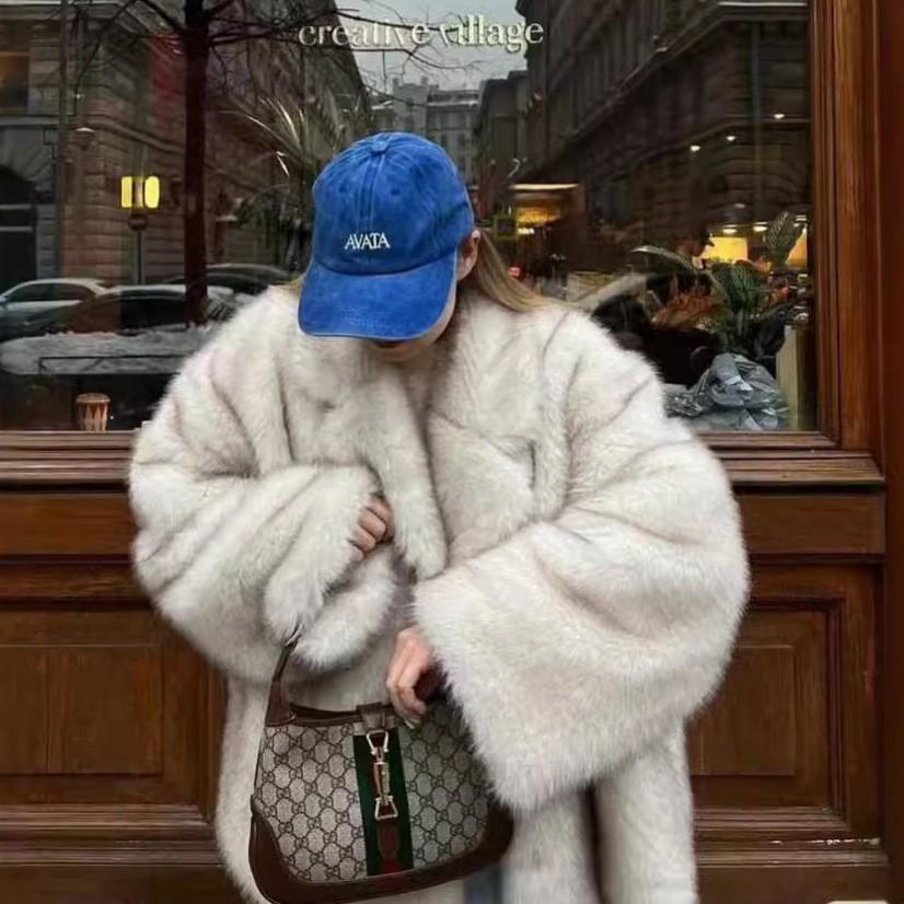 

Women’s Eco-Friendly Loose Faux Fur Fox Coat, Mid-Length, Hot-Selling, Lazy Style XXL