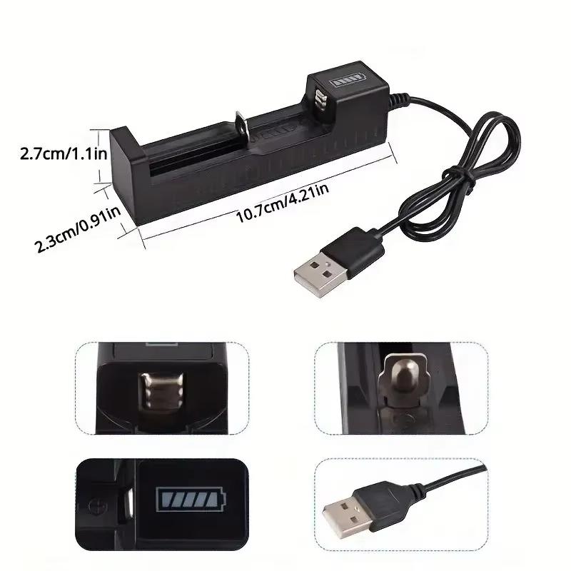 18650 Battery Charger 1 Slot Rechargeable Batteries USB Universal Smart Quick Charging for 14500 16650 14650 18500 Accessories