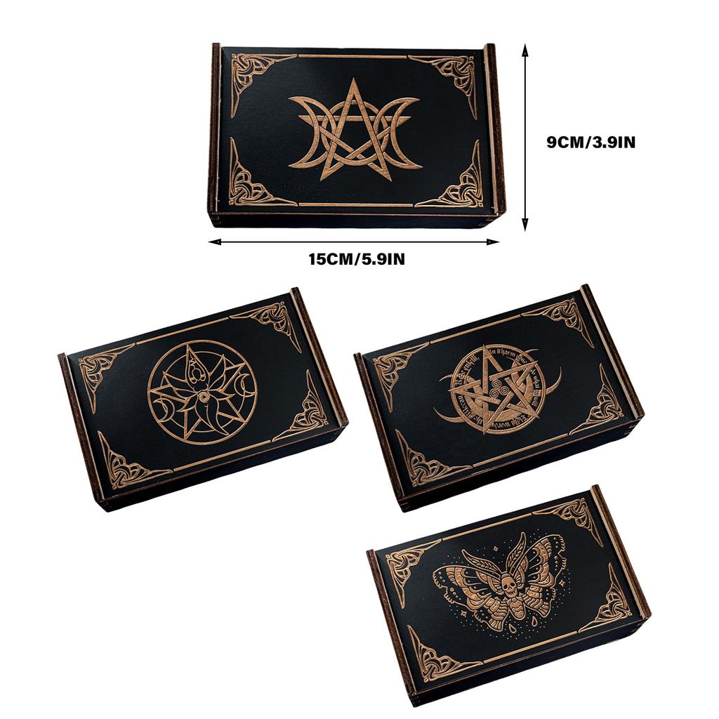 Pudełko na karty tarota Push Pull Astrology Trinkets Box Drewniane etui do przechowywania kart tarota do dekoracji wróżki