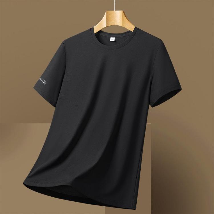 Cooles Schnelltrocknendes Herren Übergröße Sommer T-Shirt Eis Seide Kurzarm Einfarbig Sport Top Einfach Vielseitig