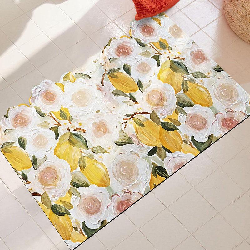 

Влагоотводящий коврик для ванной Нескользящий коврик для входа в ванную Ковер со свежими цветами Коврик для зоны душевой двери в ванной Прочный 40 * 60 cm