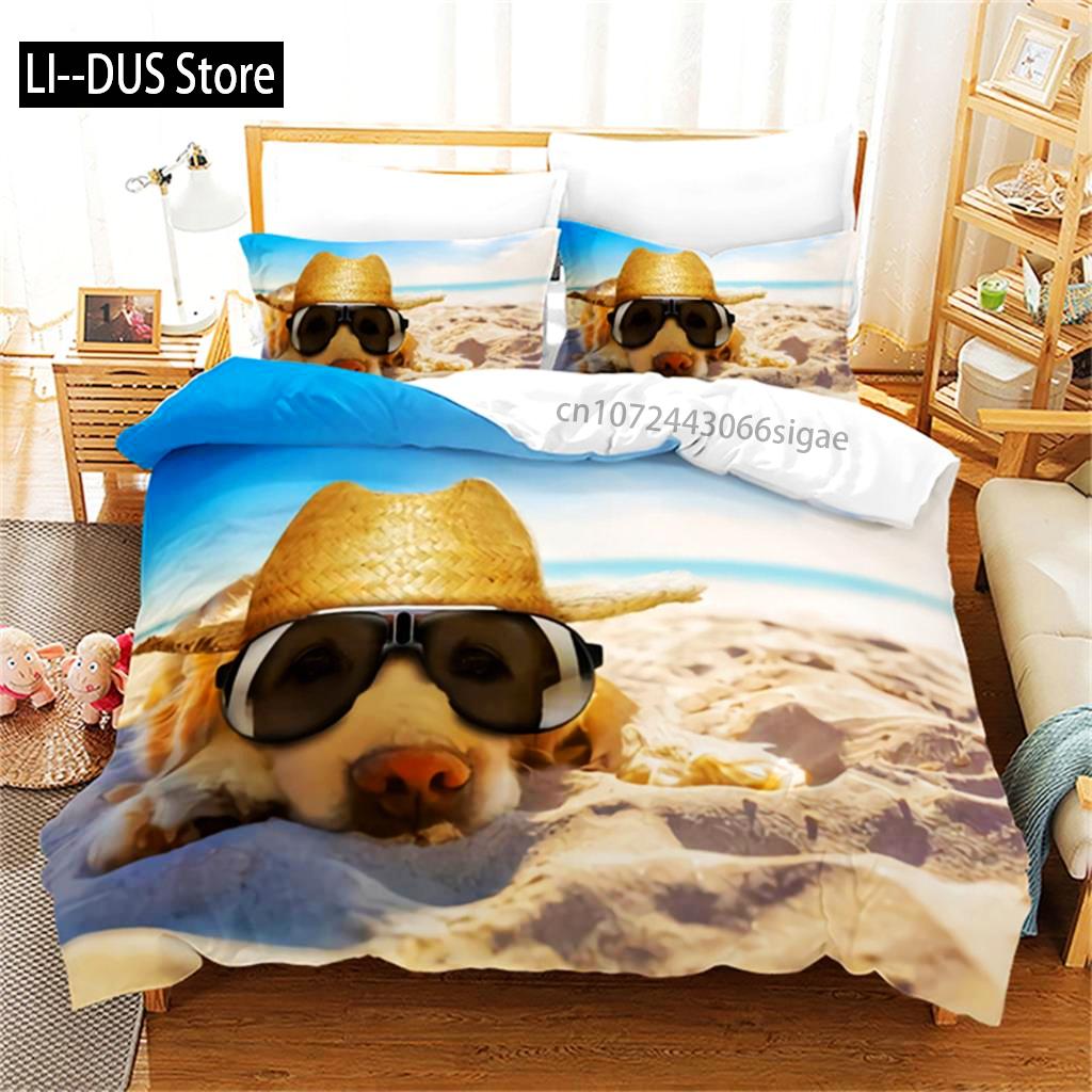 Duvet Cover Puppy Cute Pet Dog Print Comforter Cover Microfiber Animal Theme Bedding Set Full Size For Kids Boys Girls Bedroom