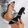Fashion Rhinestone Slender Strap Stiletto High Heels Women's Summer New Slip Strap Anti-slip Outside Wear Cool Mopping