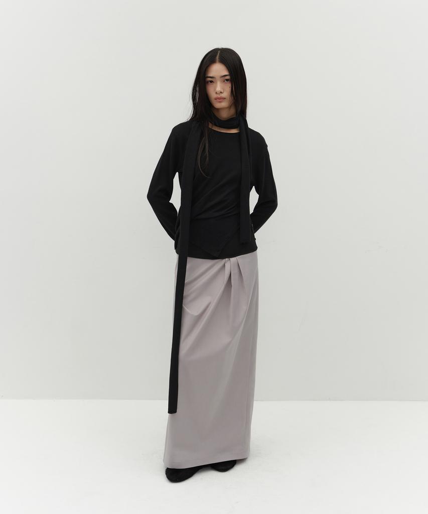 Loutaideu Muffler Side Button Knit [Black]