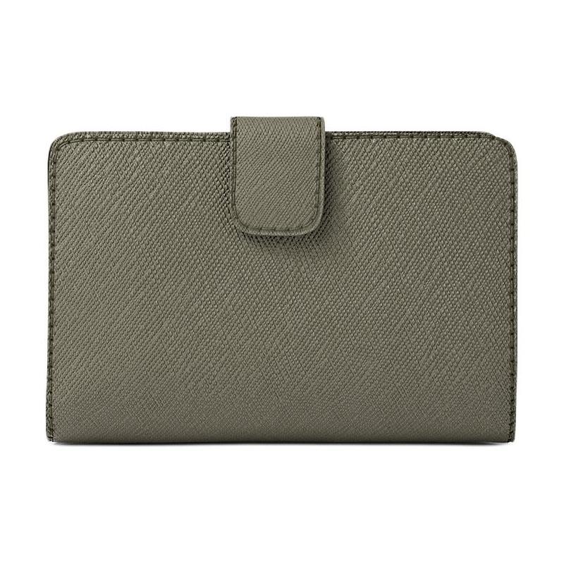 MICHAEL KORS Logo Silver Hardware Leather Wallet Medium Unisex Couple Olive серебряный