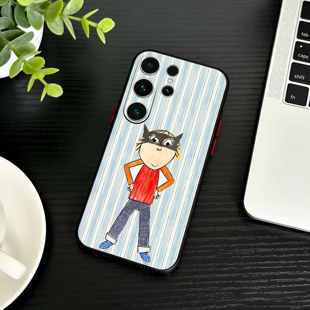 Charlie and Lola Cartoon Phone Case For Samsung S26,S25,S24,S23,S22,S21,S20,Plus,Fe,Lite,Others Black Cover