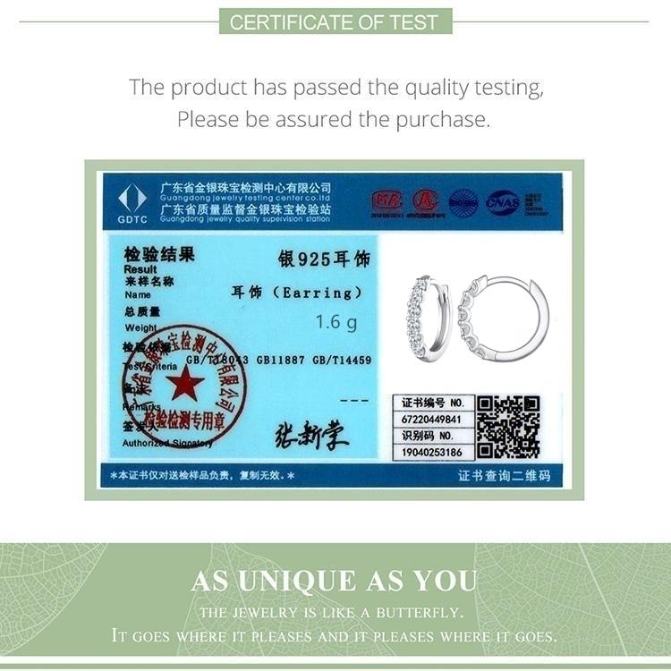 BAMOER Dazzling Classic Moissanite Ear Buckles 925 Sterling Silver Hoop Earrings for Women Engagement & Wedding Jewelry Gift