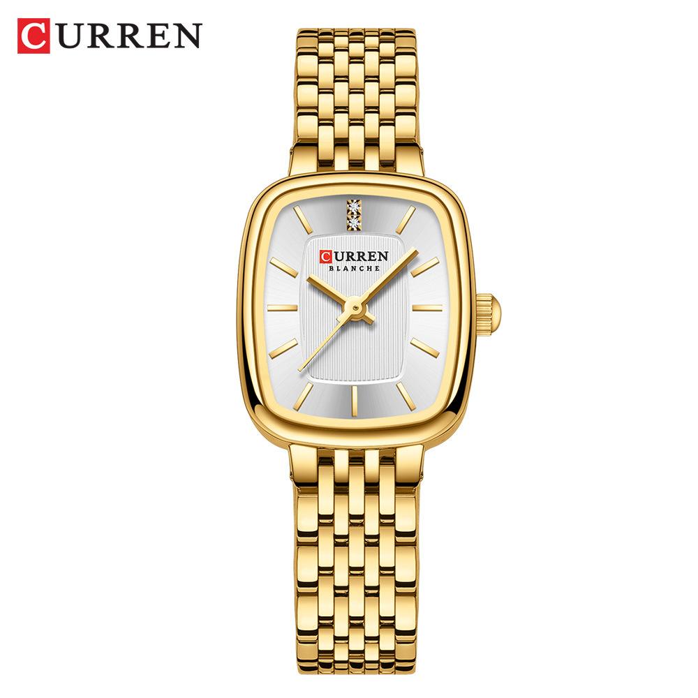 CURREN Fashion Quartz Women Watch Simple Elegant Square Dial Gold Stainless Steel Strap Waterproof Leisure Business Watches