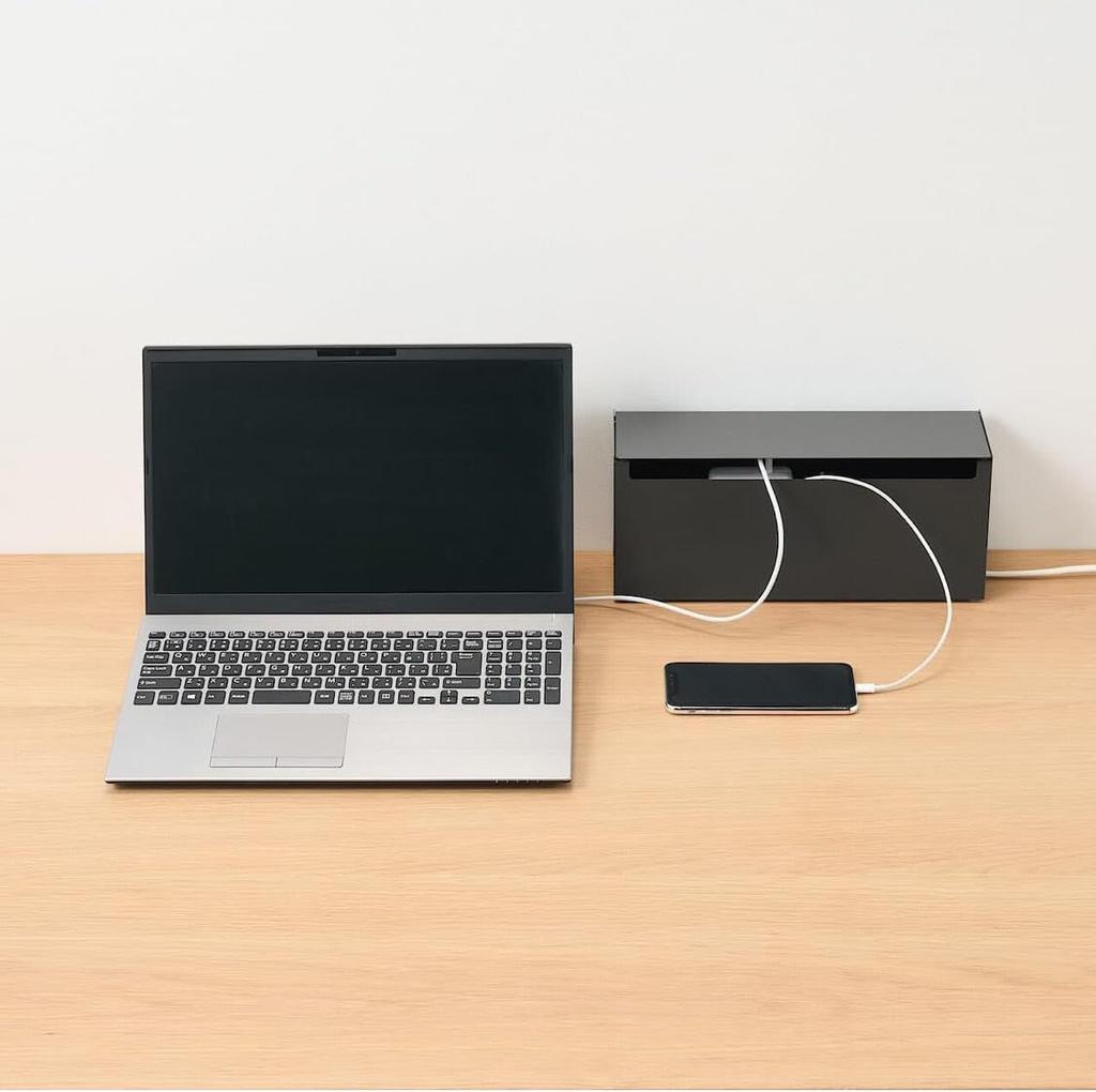 Muji Steel Tap Storage Flap Dark 32cm Wide X 10cm Deep X 14cm High Box, Type, Gray,