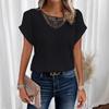 Women's Crochet Hollow T-shirt Summer New Short-sleeved Waffle Knitted Casual Top