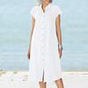Women's Fashion Summer Spring Solid Color Print O-Neck High Waist Casual Dresses