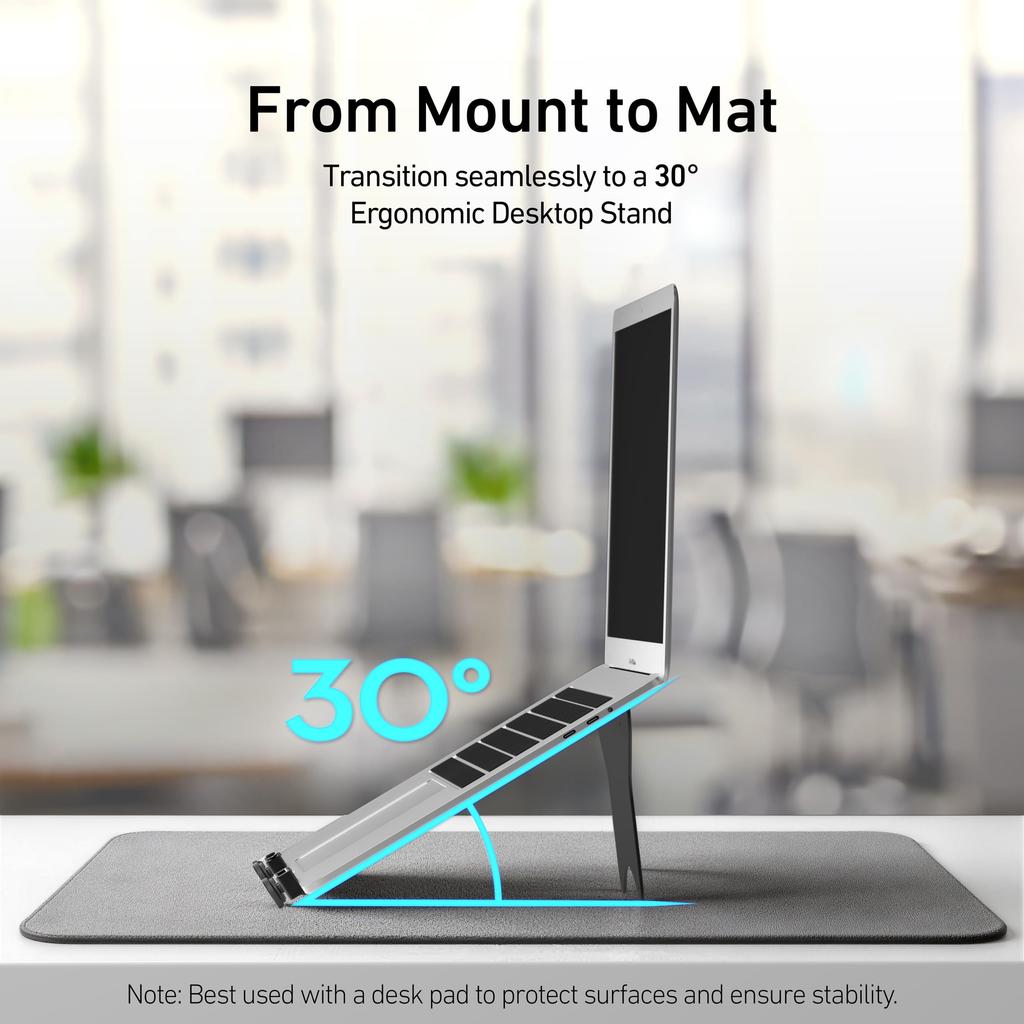 Ergounion Laptop Tray for Monitor Arm - VESA Mount 100x100mm, Up To 17.3 Inches & 26.6 Lbs, Notebook Tray, Office Desk Accessory - Black