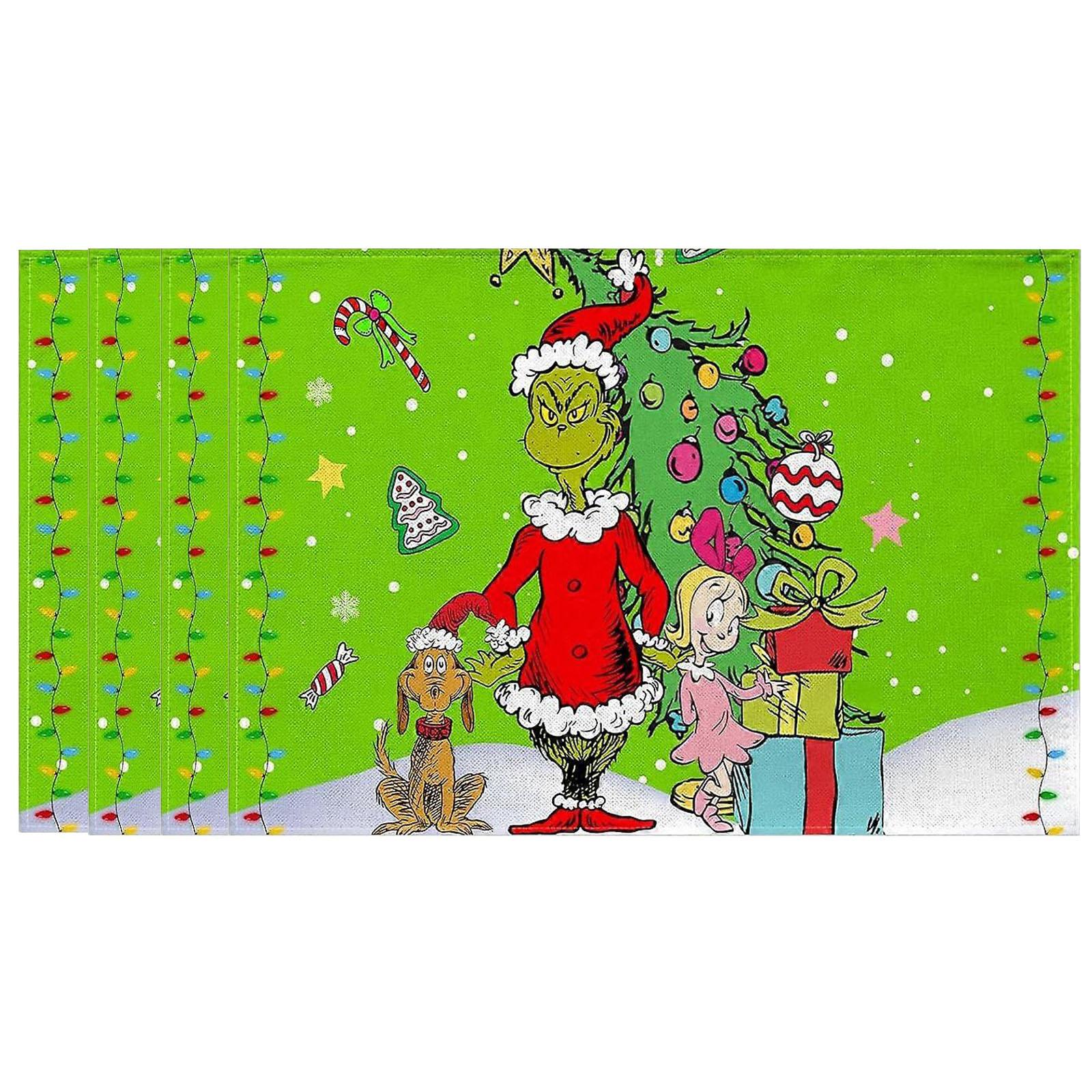 

Рождественская елка Рождественский коврик Набор из 4 предметов Коврик Праздничная вечеринка Рождественское украшение стола. One Size зелёный
