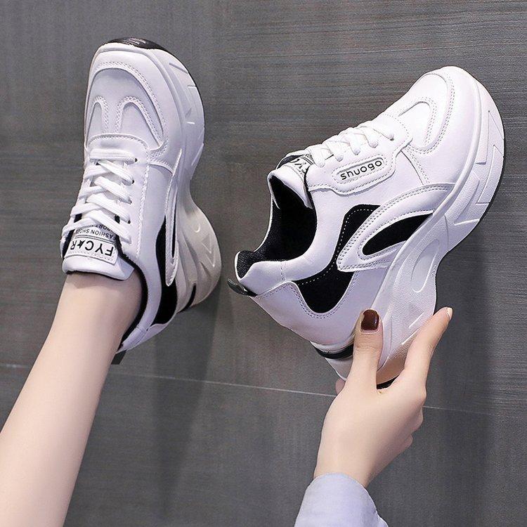 

Inner height-increasing sports shoes women s 2025 spring and summer fashion platform white shoes casual versatile and thin dad shoes tide 35 чёрный