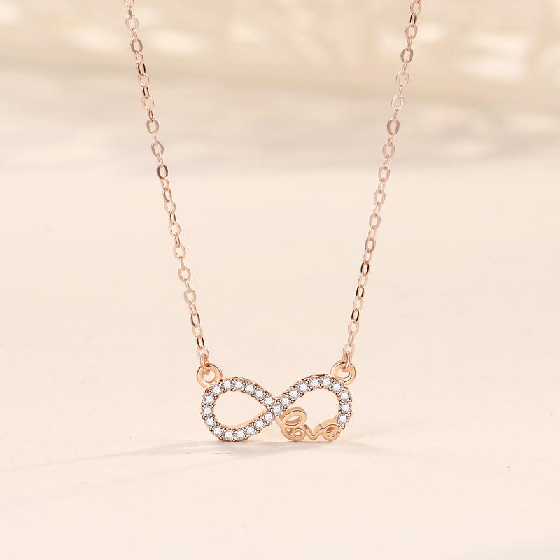 Mobius 925 Sterling Silver Diamond Infinity Love Necklace - Women's Trendy High-End Style.