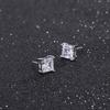 Schmuck Temperament Damenohrringe Einfache Ohrstecker Eingelegt mit simuliertem weißen Diamanten Quadratische Ohrstecker