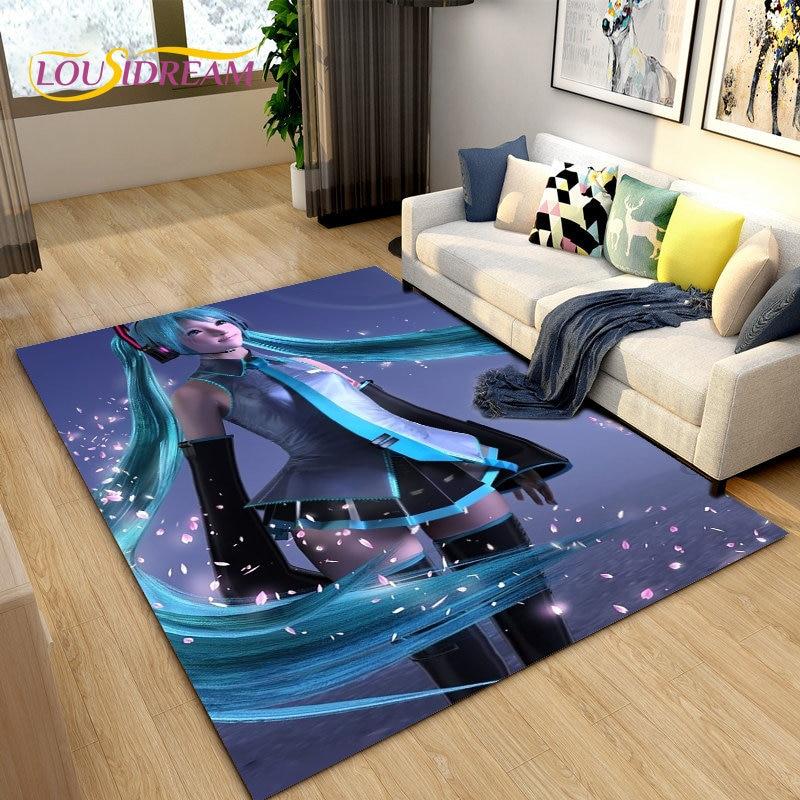 3D-Teppich mit japanischem Musik-Anime-Cartoon, Teppich für Wohnzimmer, Schlafzimmer, Sofa, Fußmatte, Dekoration, Kinder spielen, rutschfeste Bodenmatte