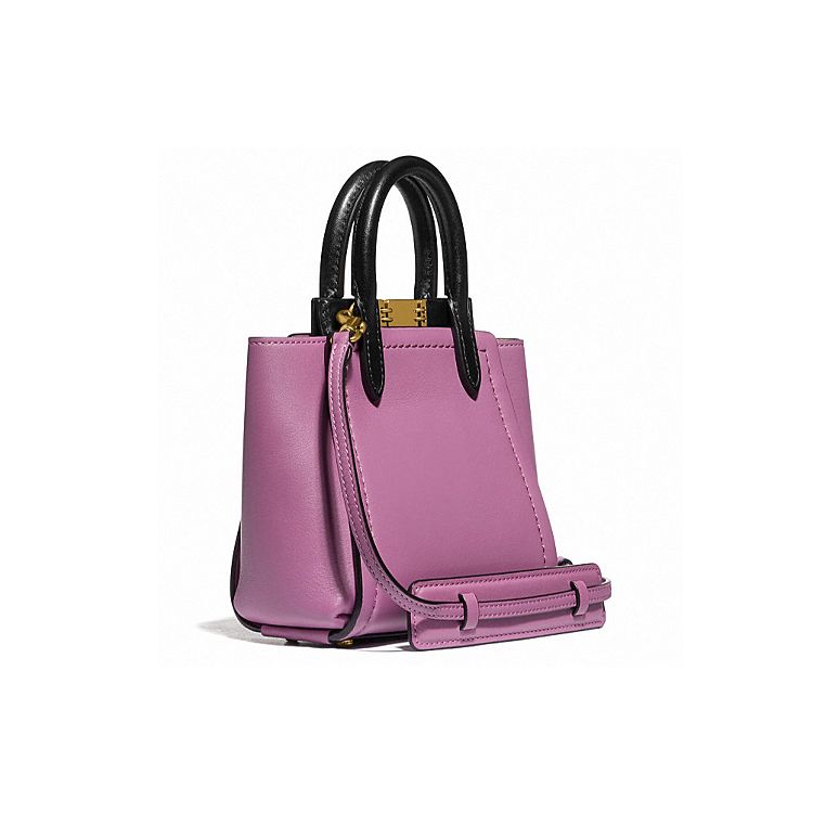 Coach Troupe 16 Color Block Leather Tote Bag Women Tote Pink Purple 79293-B4PF9