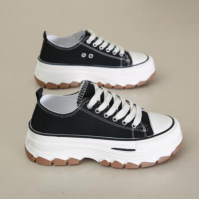 Nuevas zapatillas de lona para mujer, plataforma para exteriores, informales, cómodas, para caminar, zapatos planos vulcanizados para mujer