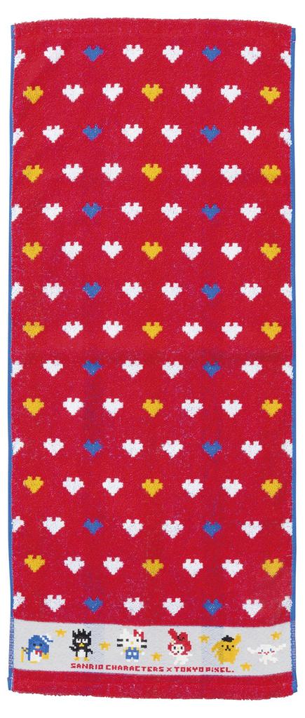 Marushin Sanrio x TOKYO Heart Pixel Face 34 x Cotton Jacquard Product 3005027000 PiXEL. Towel, 80cm, 100% Towel, Number