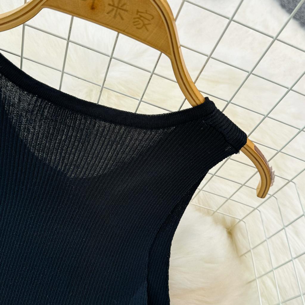 Summer Women Sleeveless Tank Knitted Striped Sweater Zipper Pullover Dresses