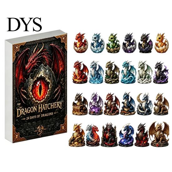 Unique Fantasy Collection Dragon Advent Calendar with 24 Acrylic Ornaments, 2D Hatchery Collectibles Countdown Box Set, Figurines, Xmas Gift