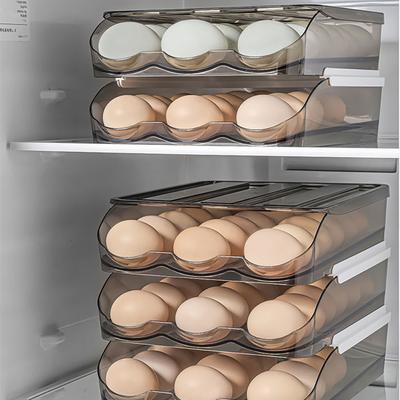 Automatic Slide Eggs Storage Box Plastic Eggs Holder Basket Container Dispenser Organizer Closet For Fridge Kitchen