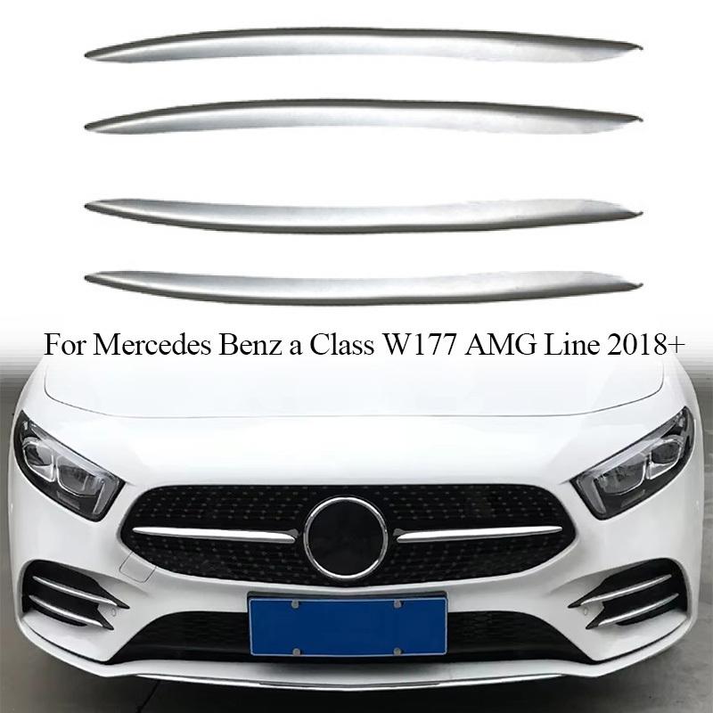 Car Front Grille Foglight Trim For Mercedes Benz A Class A180L A200L W177 AMG Line 2018- Car Fog Lamp Lights Strips Cover