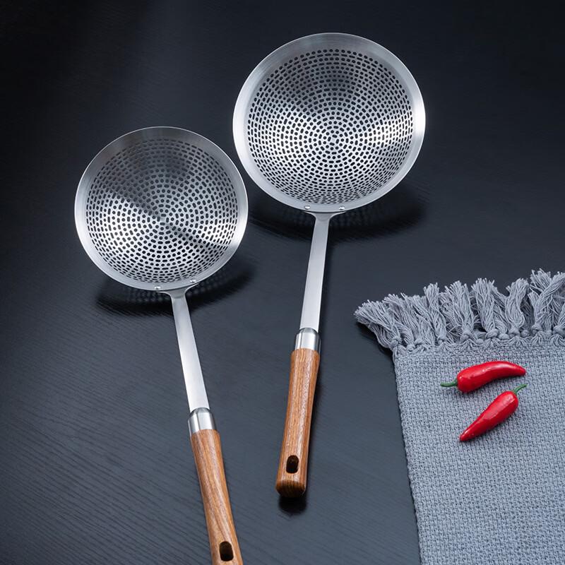 Zhishi Wooden Handle 304 Stainless Steel Kitchen Skimmer