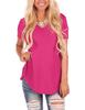 2023 Summer V-Neck Solid Plus Size Loose Short Sleeve Women's T-shirt
