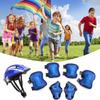 7Pcs Kids Bike Helmet Set Skateboard Knee Pads Elbow Pads Wrist Guards Adjustable Protective Gear Set for Outdoor