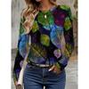 Women's T-shirt 3D Printing Green Plant Print Fashion Long Sleeve Round Neck Regular Top Holiday Weekend Spring and Autumn
