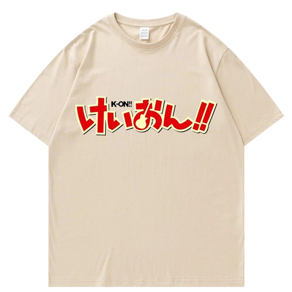 T-Shirt Unisex k-on Grafik weißes T-Shirt Vintage Grunge Japan T-Shirt Grafikästhetik Übergroßes Baumwoll-Kurzarm-T-Shirt T-Shirt
