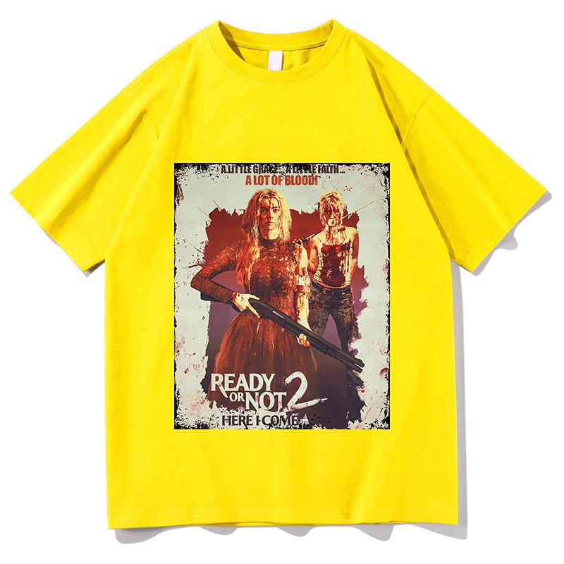 READY OR NOT 2 HERE 2026 T-Shirt Unisex Reine Baumwolle Mode Lässiges T-Shirt Rundhals Kurzarm Hemden Fan Geschenk Harajuku Kleidung